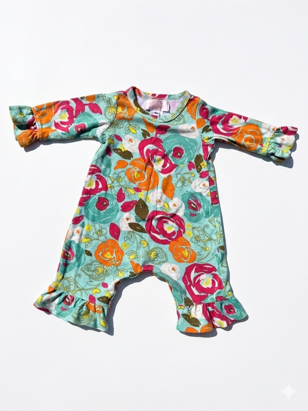 Baby Lulu Vintage Floral Ruffle Romper One-Piece - Size 3 Months - EUC